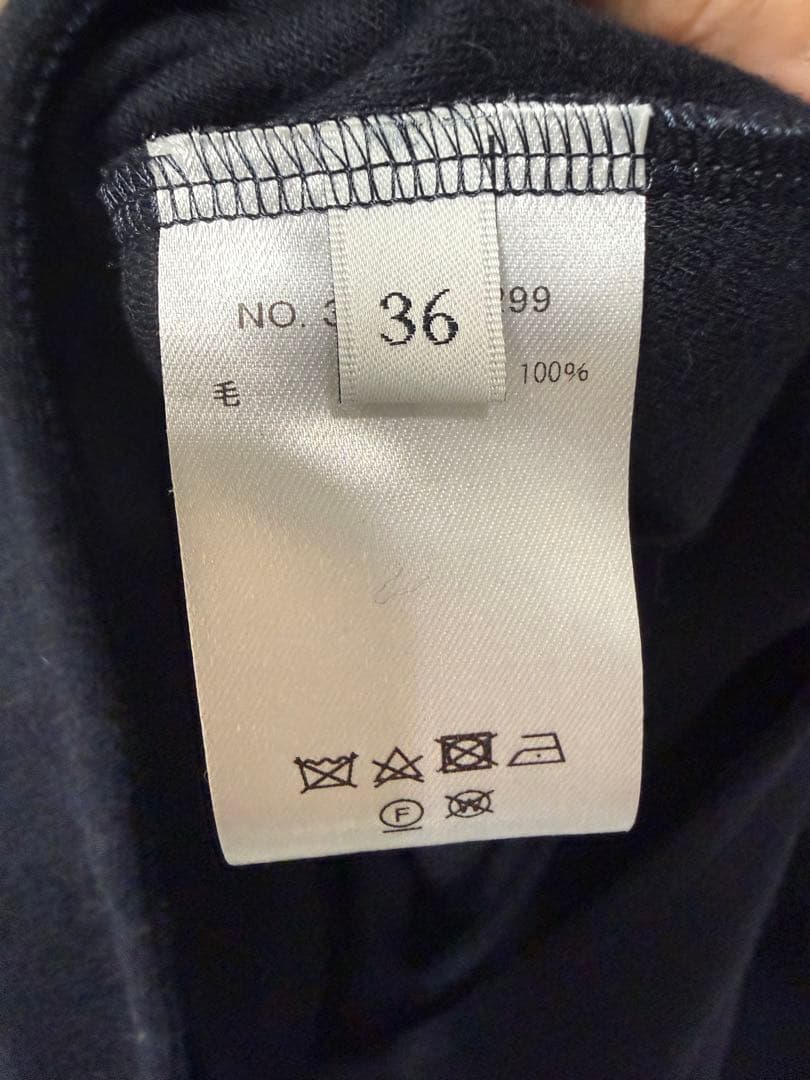 エブールebureソフトウールスムースカットソーワンピースネイビー36