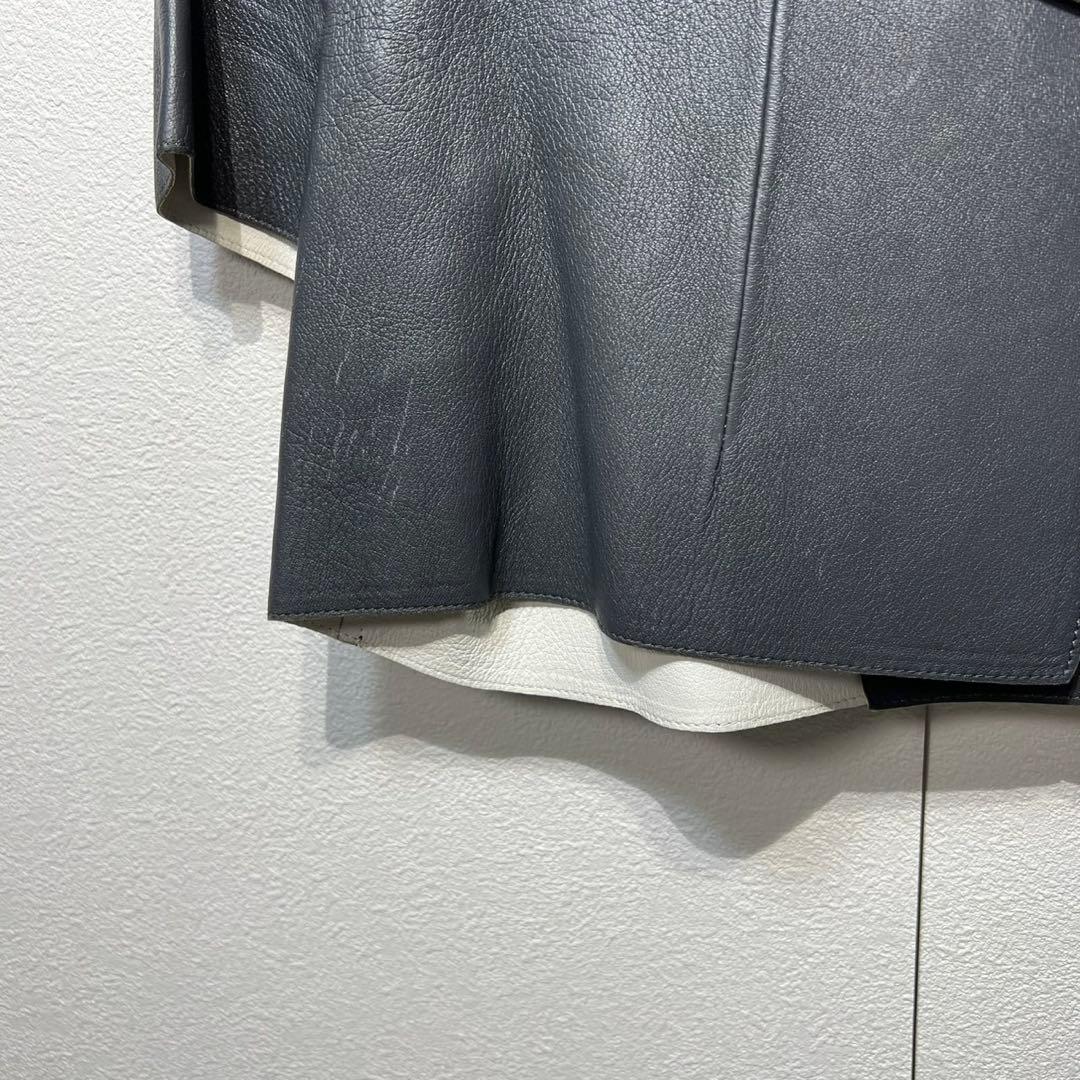 希少 マルニ 上質 ラムレザー ボタンレス デザイン 半袖 ジャケット 38