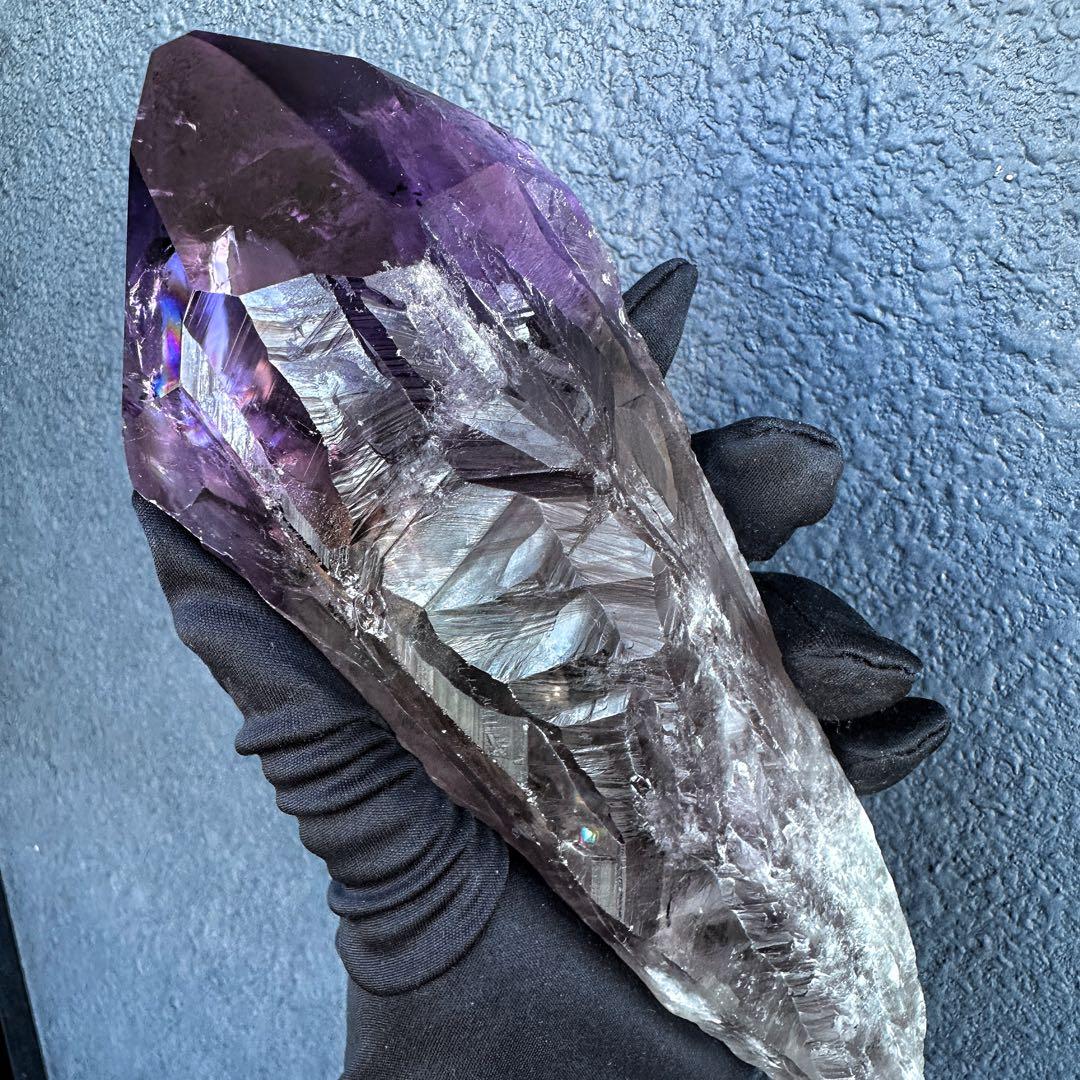 【rieページ】ロマネサイト虹アメジストナチュラルポイントワンドA1103