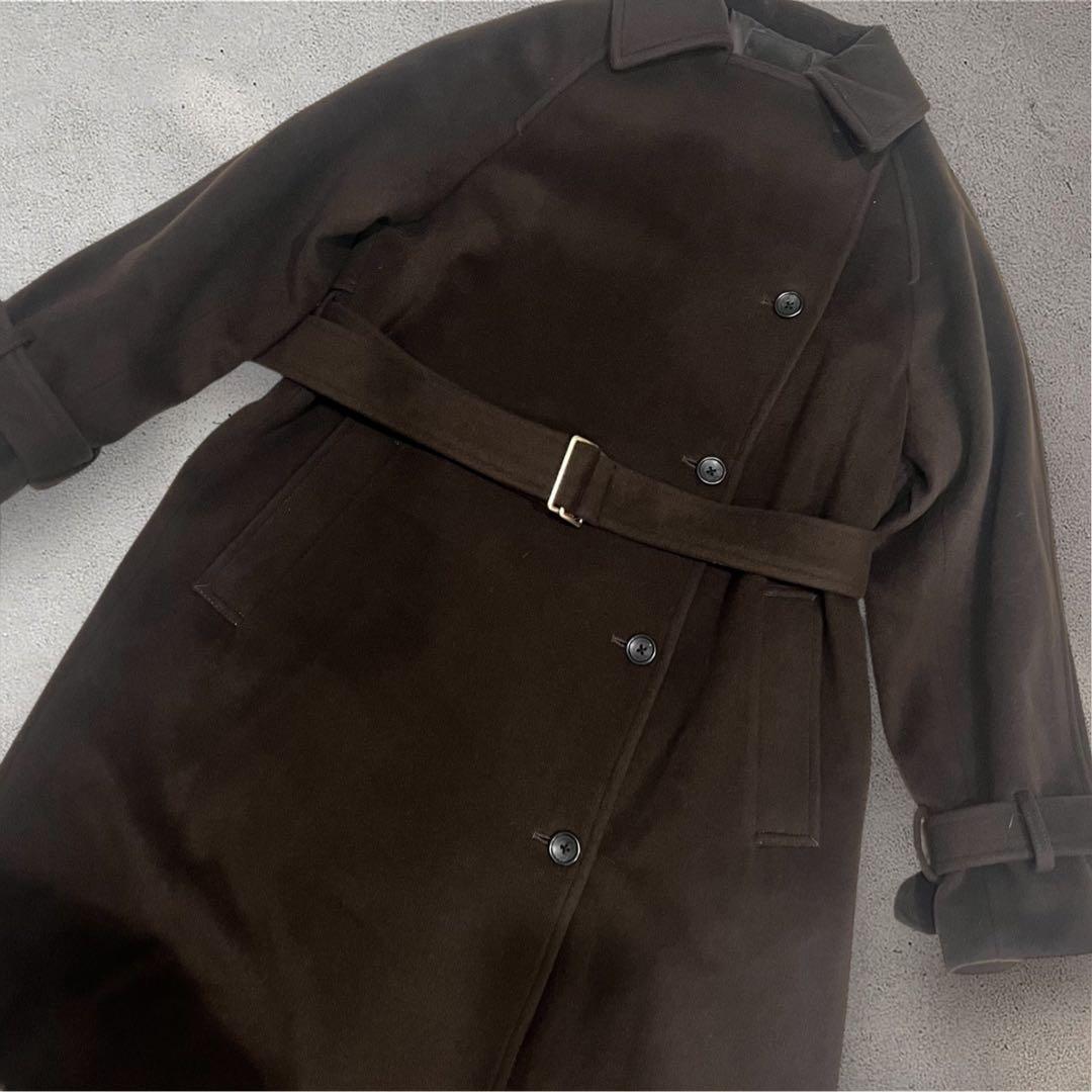 anuans アニュアンス ウールロングトレンチコート ブラウン S