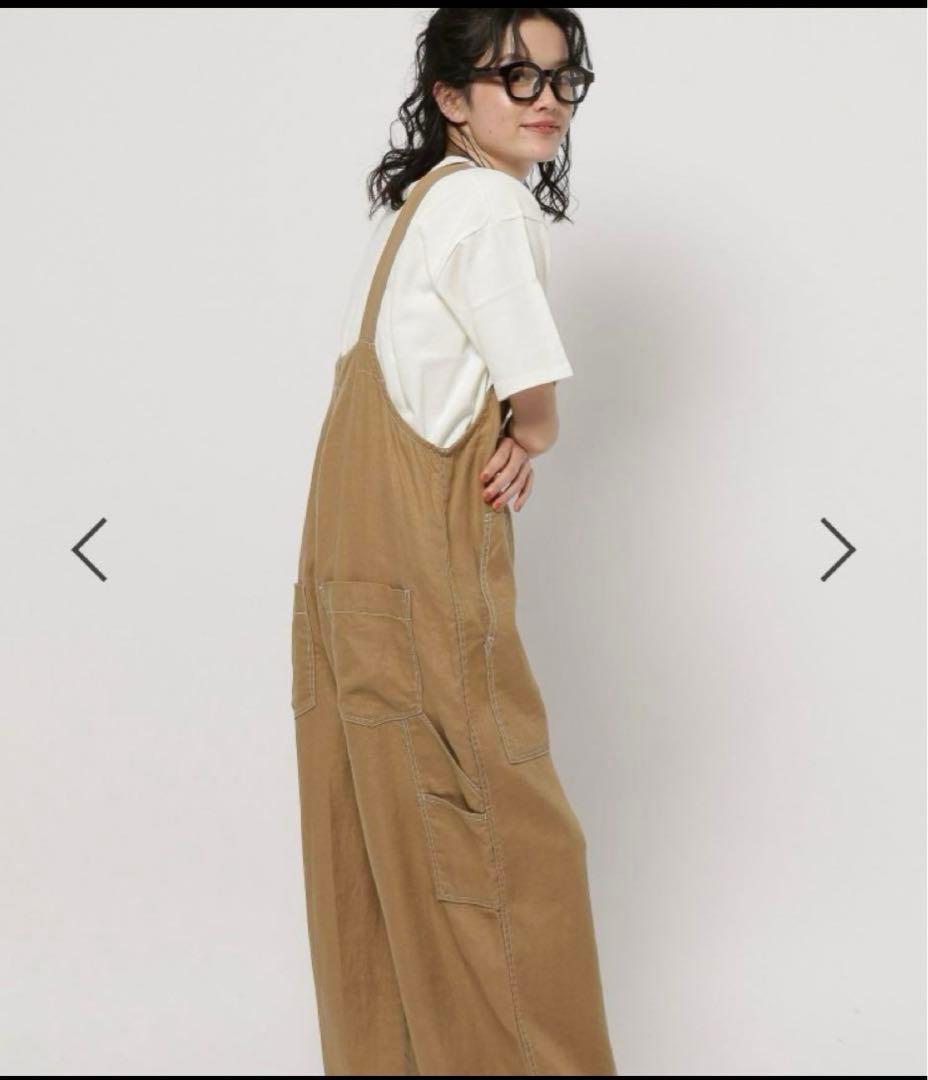 【完売品】✨最終お値下げニコアンド　FINEリネンツイルサロペット　キャメル　L