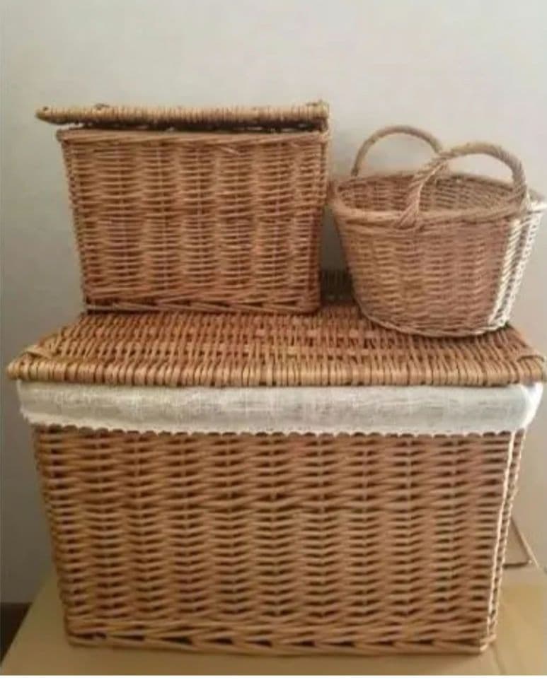 蓋付きバスケット大小/持ち手付きかご
