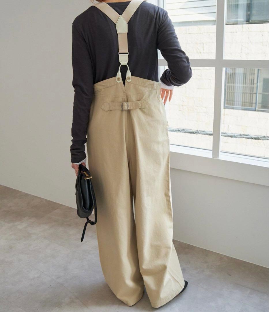 新品Spick and Spanサスペンダー付きワーカーパンツ　ベージュ36