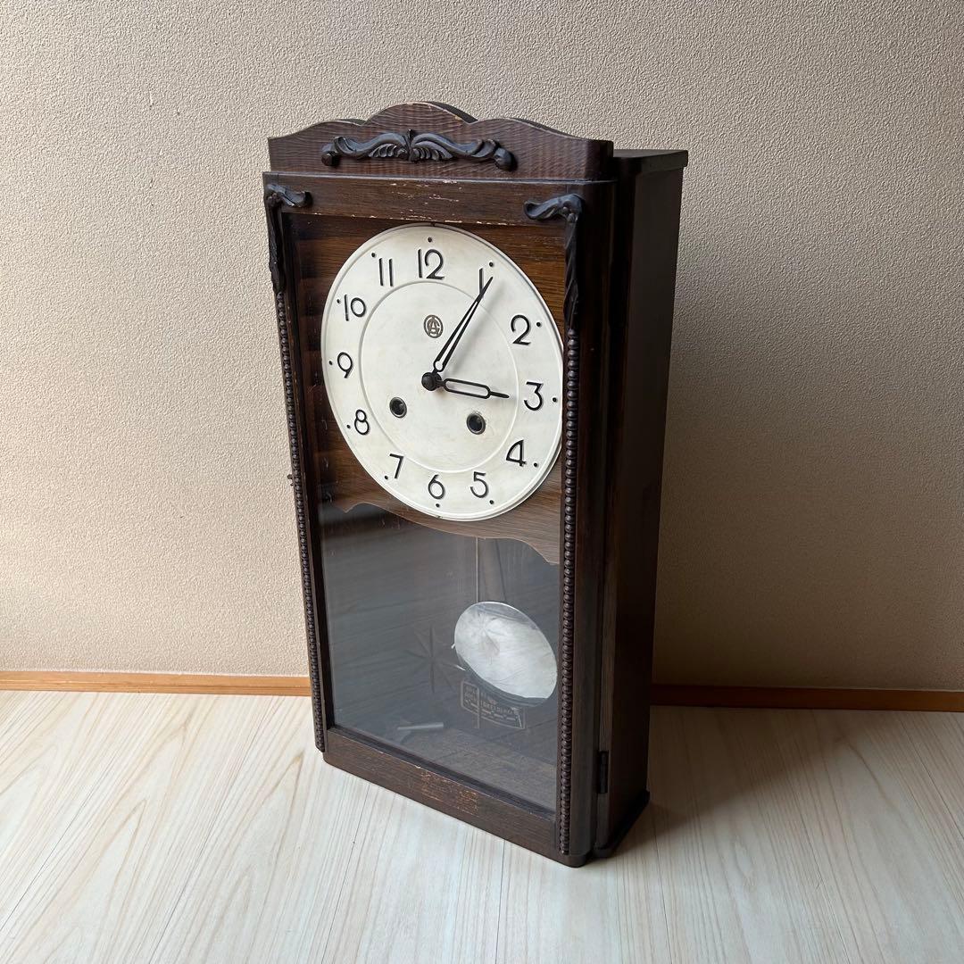 古民具　柱時計ゼンマイ式　昭和レトロ　愛知時計　稼働