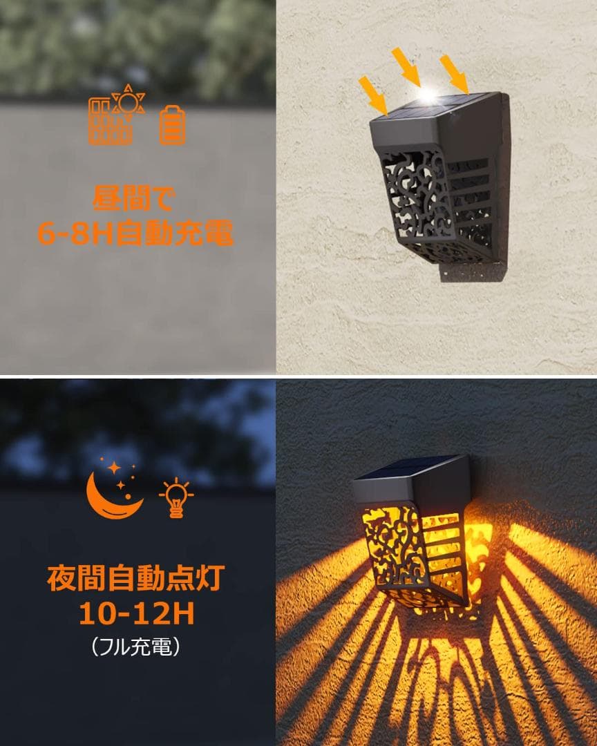 防塵 ソーラーライト 特別な柄模様 フェンス ガーデンライト