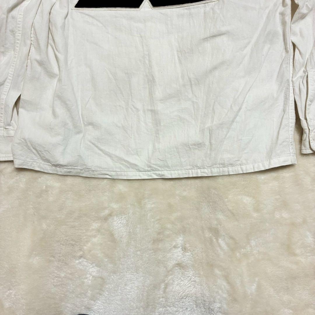 ネイバーフッド　シャンブレーシャツ　ワッペン　アップリケ　両面ロゴ　白　L