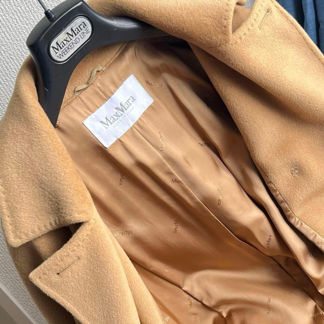 maxmara 白タグ ベージュ ダブルブレスト ロングコート