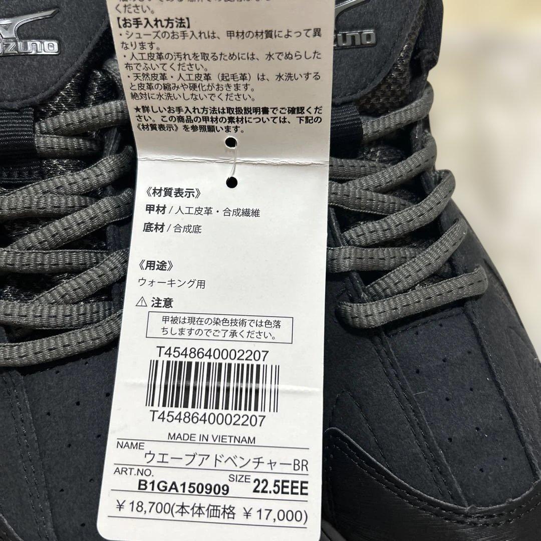 ミズノ　ウォーキングシューズ　ゴアテックス　防水　ブラック　22.5 3E