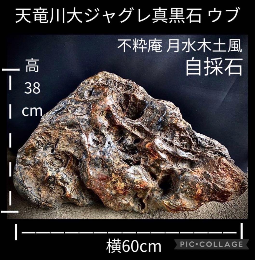 4179 天竜川大ジャグレ真黒石 天龍川石 天竜川石 ウブ 置物 自然石 鑑賞石