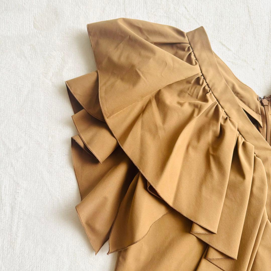 ✨希少✨美品✨ エストネーション ブラウス ギャザー フリル Vネック キャメル