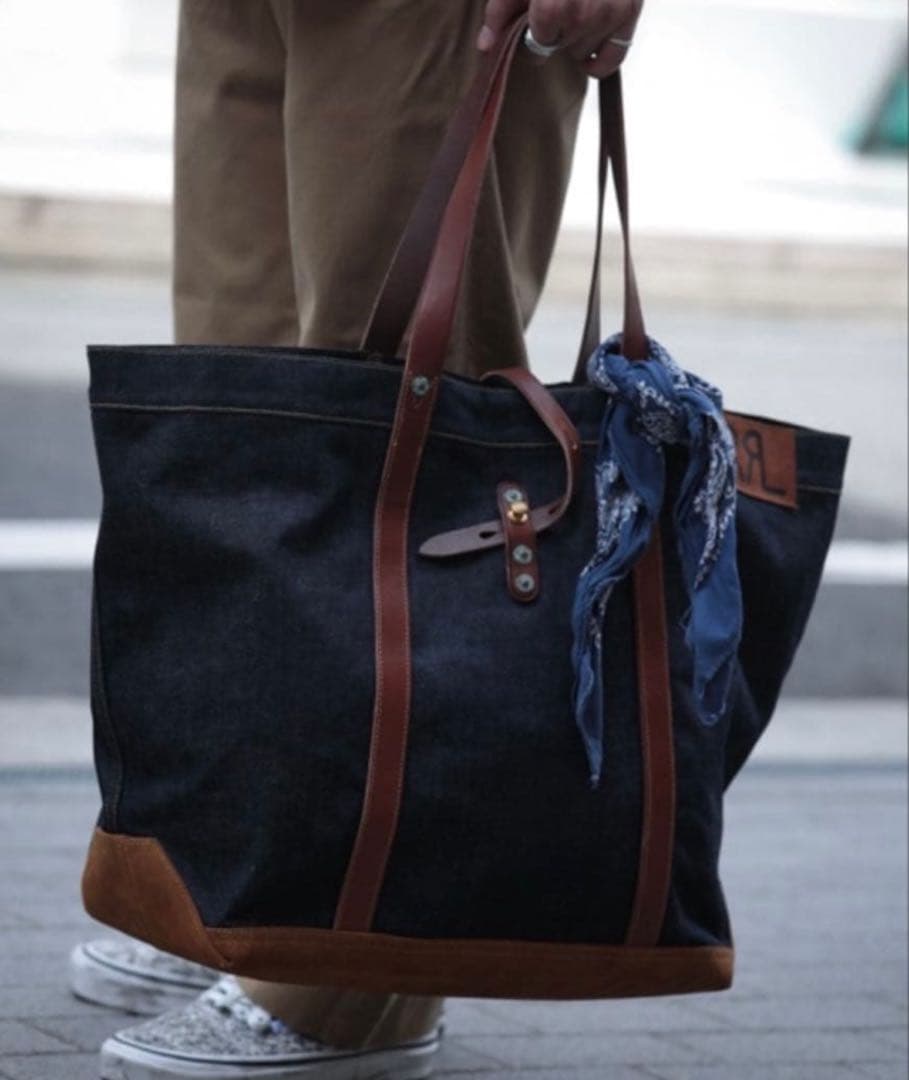 RRL ダブルアールエル　レザートリム デニム トート