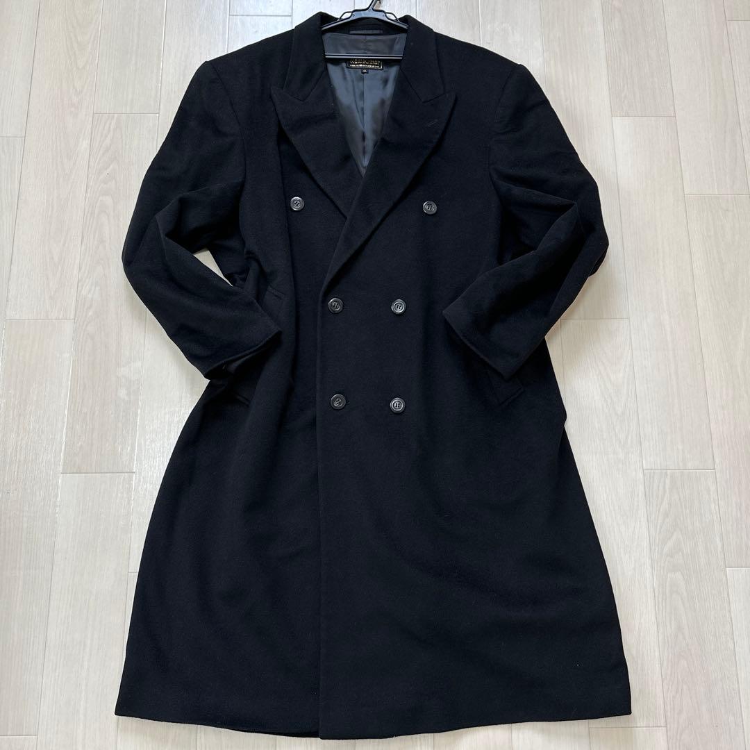 希少WIND ARMOR ダブルチェスターコート カシミア　マキシ丈 黒 4L