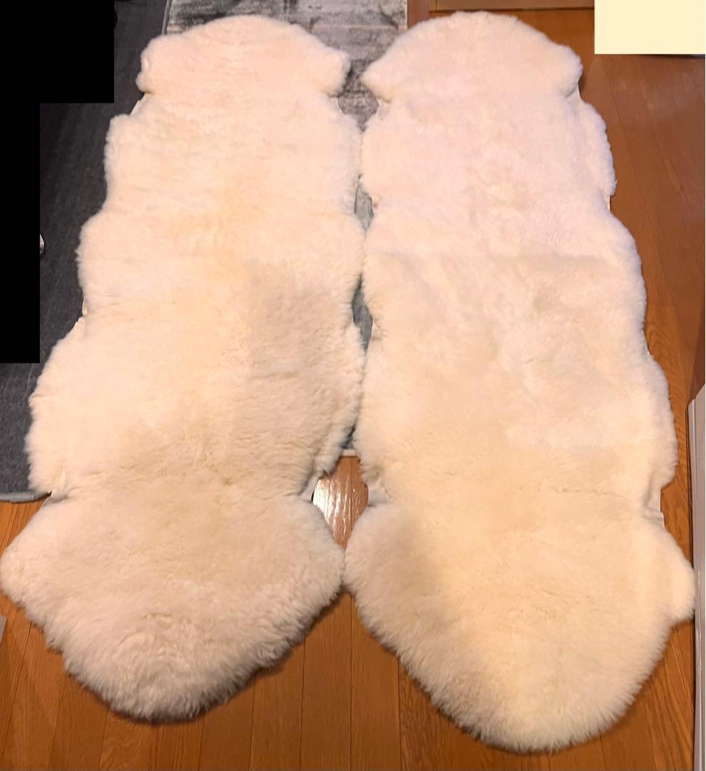 ムートンラグ　シープスキン　ムートン　ムートンマット　二匹物　二枚セット　2匹物