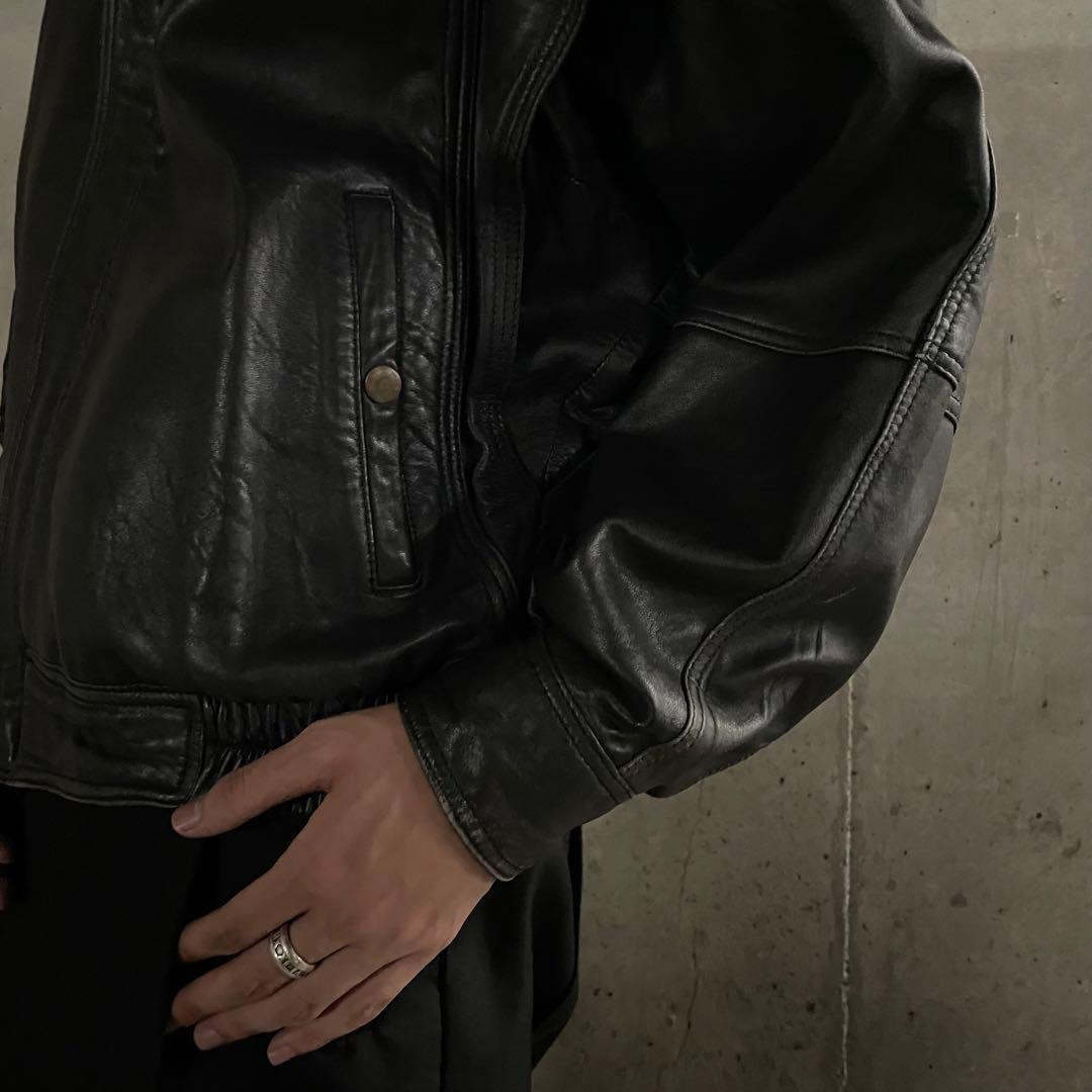 ギミック シープレザー ショート丈ブルゾン ジャケット Y2K アーカイブ 本革