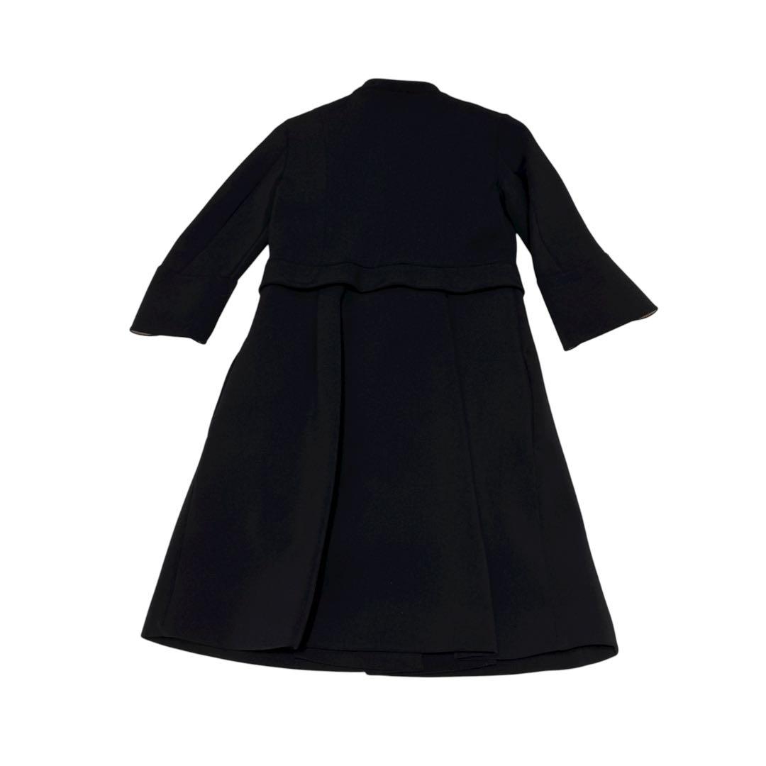 美品マックス&コー　ノーカラーコート　ロングコート　ボンディング　冠婚葬祭フリル