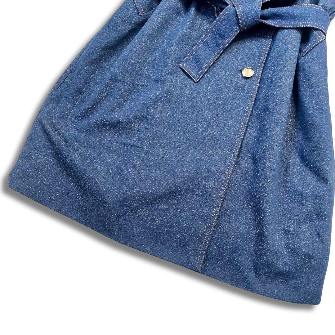 極美品✨レオナール トレンチコート デニム ライナー付 2way 総柄 金釦