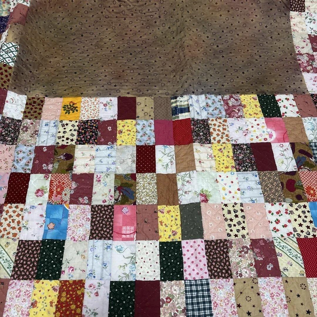 ハンドメイド　パッチワークキルト マルチカバー　こたつカバー　190cm角