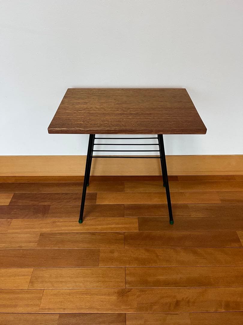 サイドテーブル　レトロ　鉄脚　無垢材