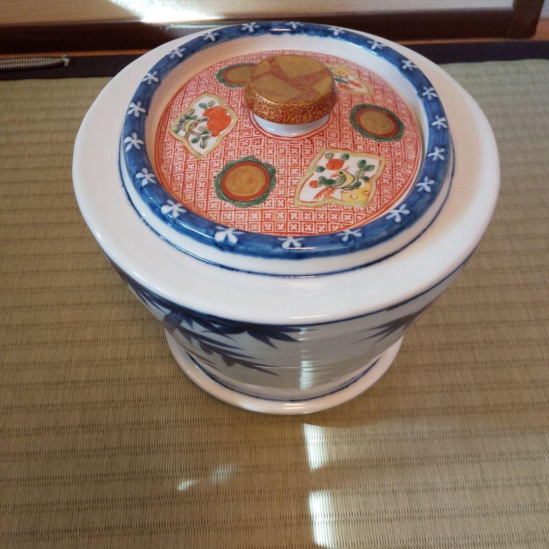 水指 景徳鎮染付竹絵末広形