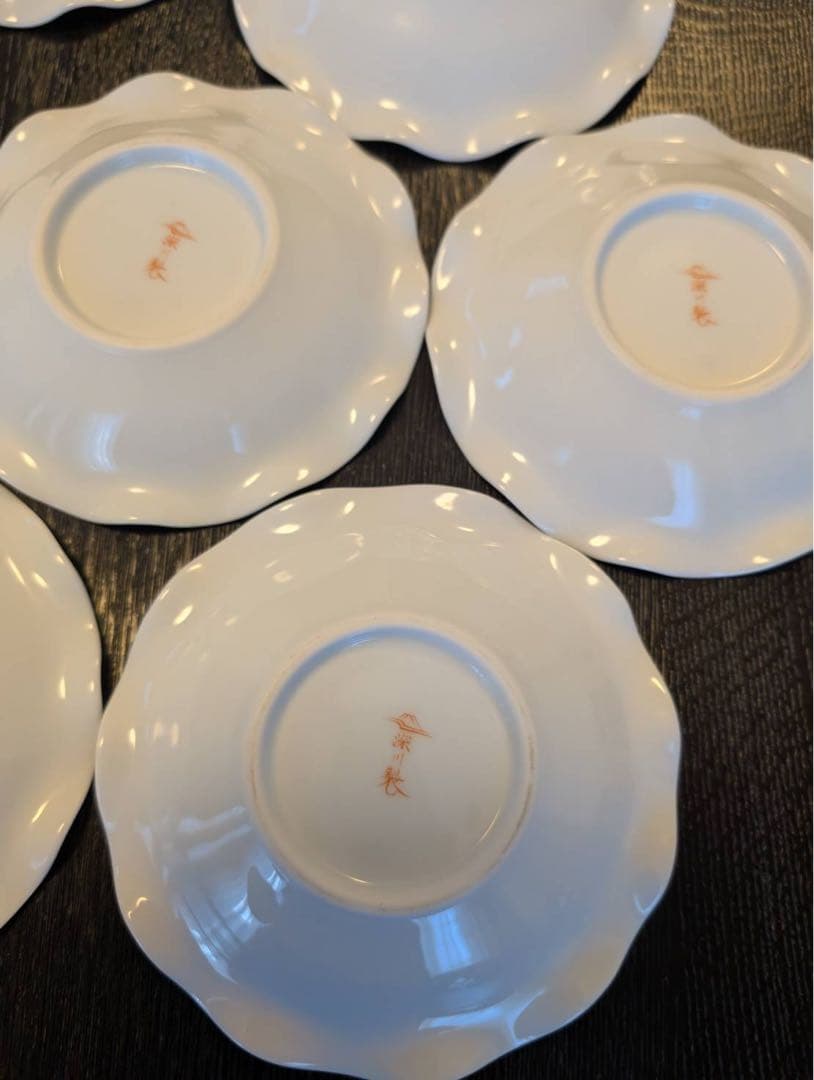 深川製磁の葉模様の波型皿セット 10枚