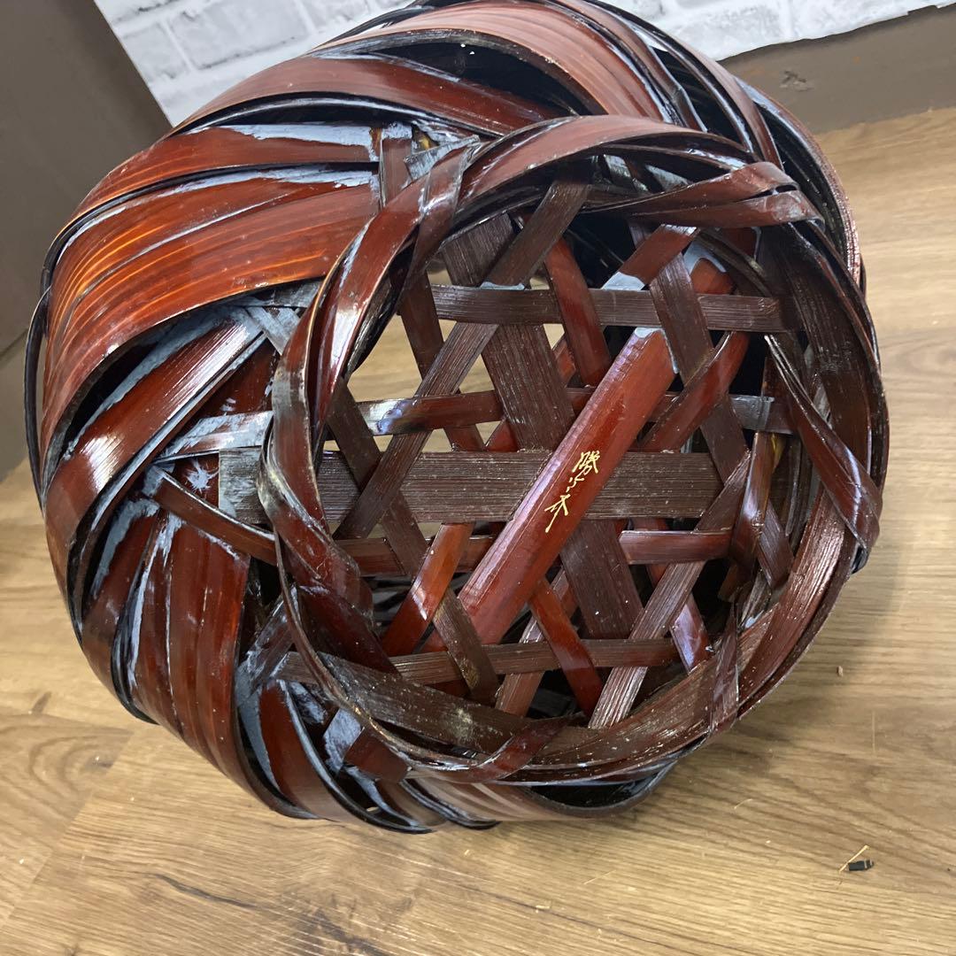 B-壁 竹編み 花瓶 籠 伝統工芸 手編み インテリア 銘入り 和風 花入れ