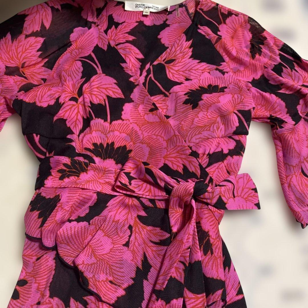 DIANE VON FURSTENBERG 花柄フレアスリーブロングドレス