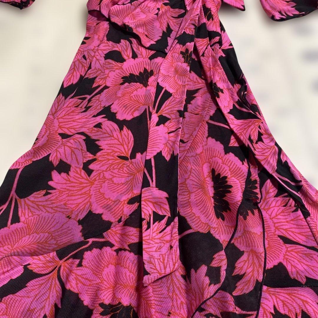 DIANE VON FURSTENBERG 花柄フレアスリーブロングドレス