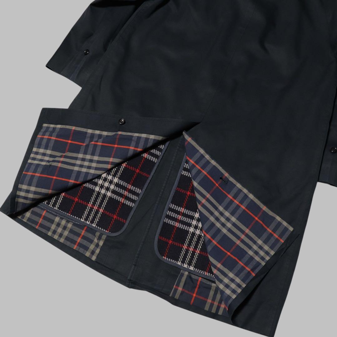 BURBERRY★ステンカラーコート★ノバチェック ライナー★ネイビー★80s