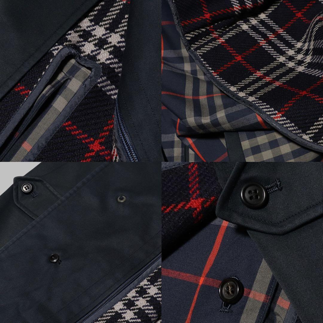 BURBERRY★ステンカラーコート★ノバチェック ライナー★ネイビー★80s