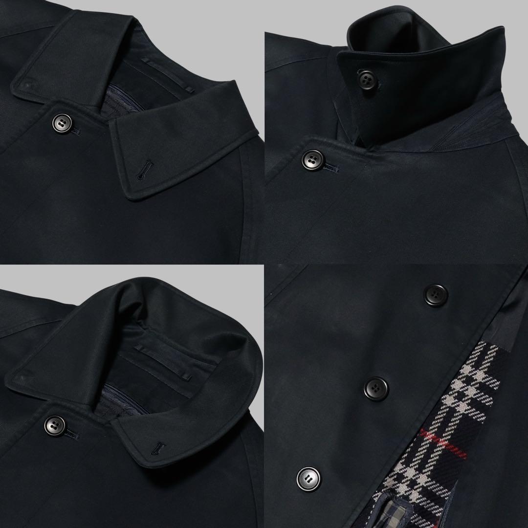 BURBERRY★ステンカラーコート★ノバチェック ライナー★ネイビー★80s