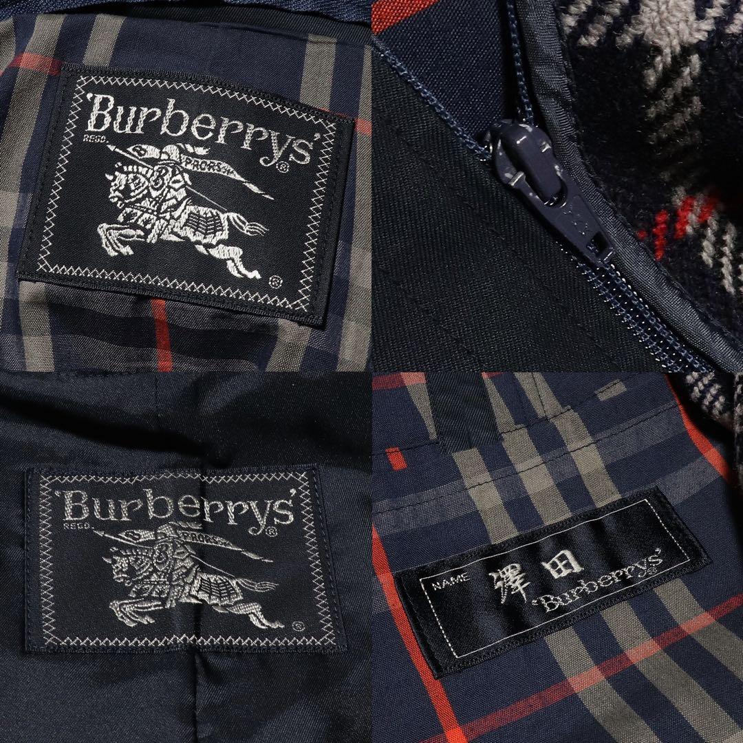 BURBERRY★ステンカラーコート★ノバチェック ライナー★ネイビー★80s