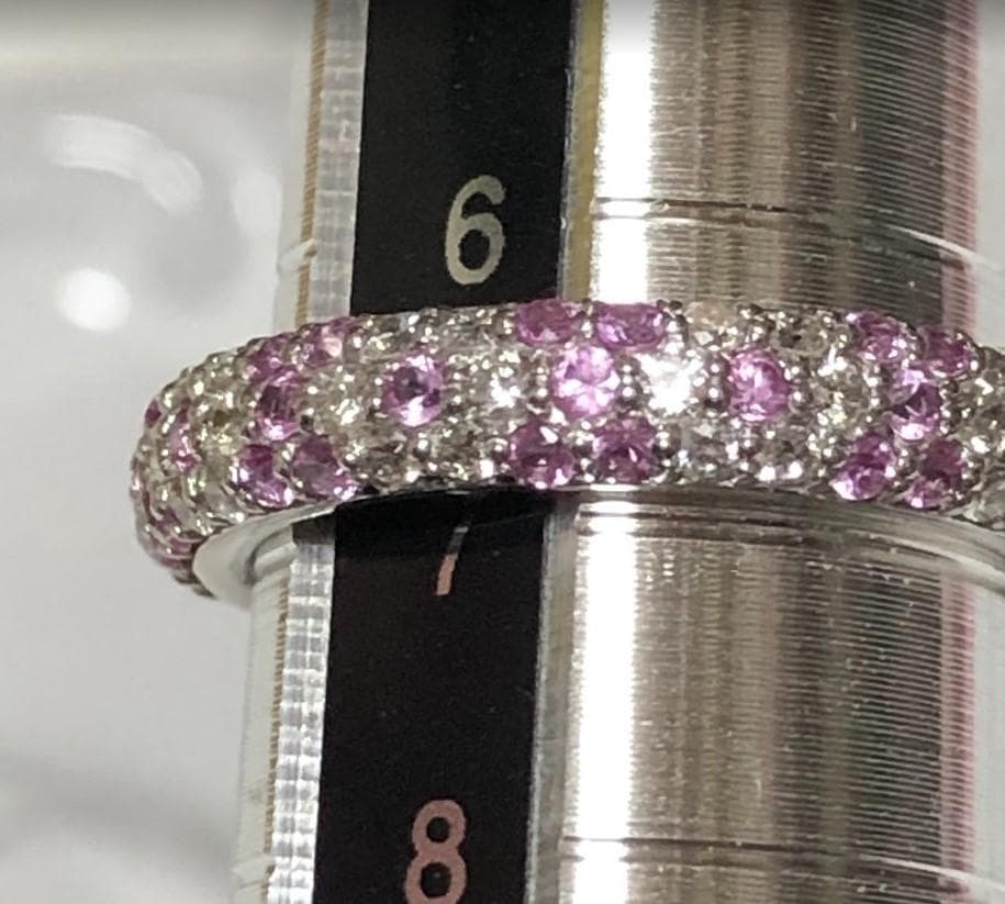 m*読様 ポンテヴェキオ　K18 WG　ダイヤ＆ピンクサファイア　フラワー　リン