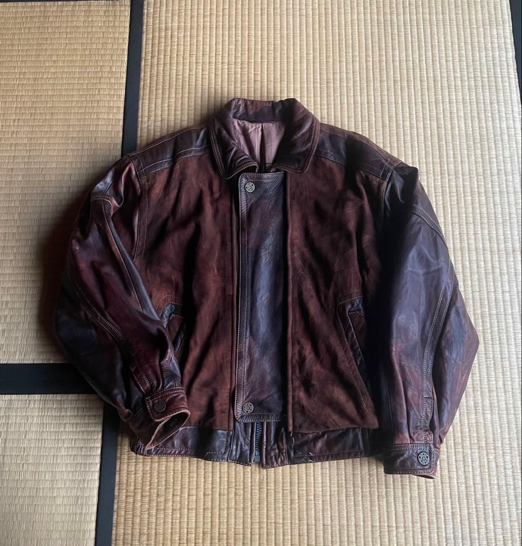 【雰囲気抜群80s】高級ラムナッパレザー　子羊革　デンマーク製　レザージャケット