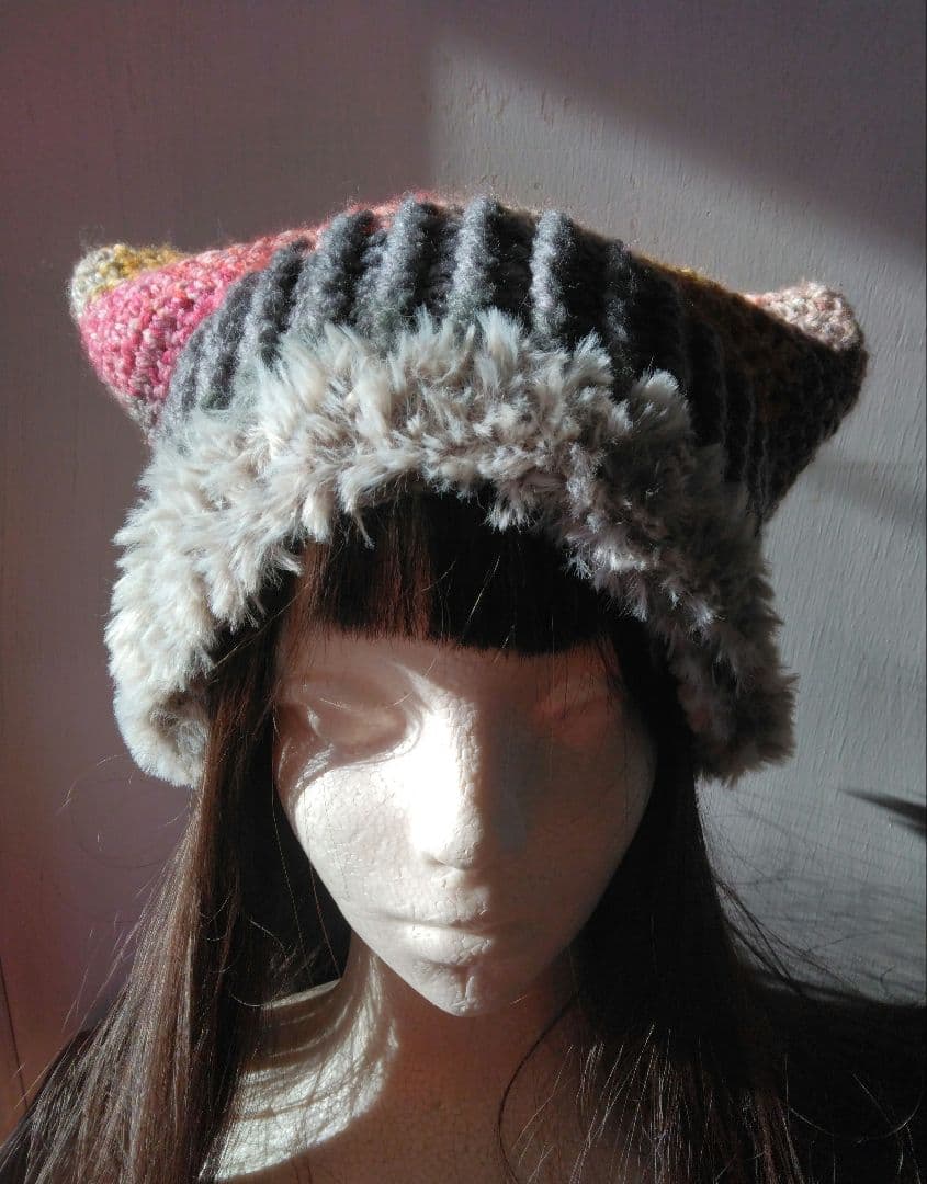 うさぎ耳猫耳2wayアレンジ色々毛糸帽子パーツ取り外し可能