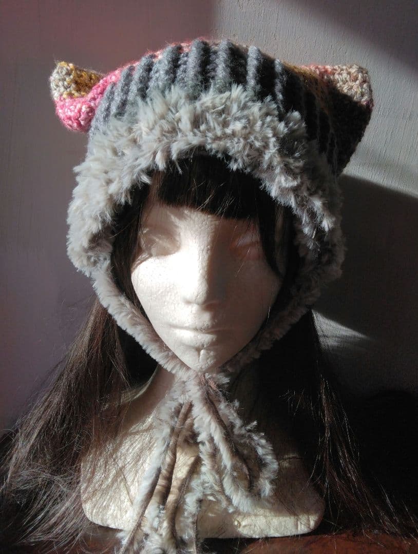 うさぎ耳猫耳2wayアレンジ色々毛糸帽子パーツ取り外し可能