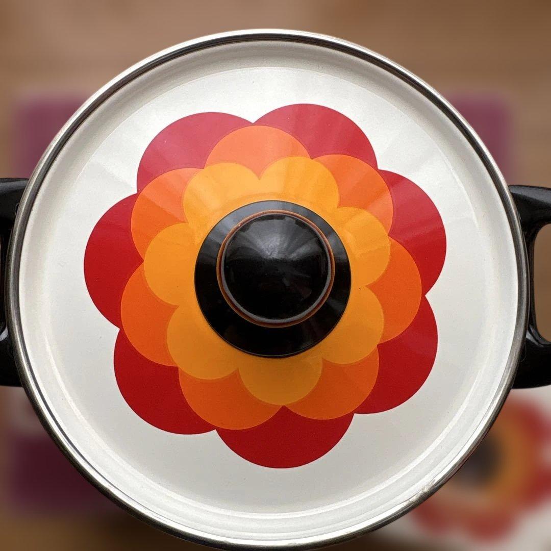 マルビシ フィオーレ 両手鍋 花柄レトロホーロー鍋 昭和レトロポップ 新品未使用