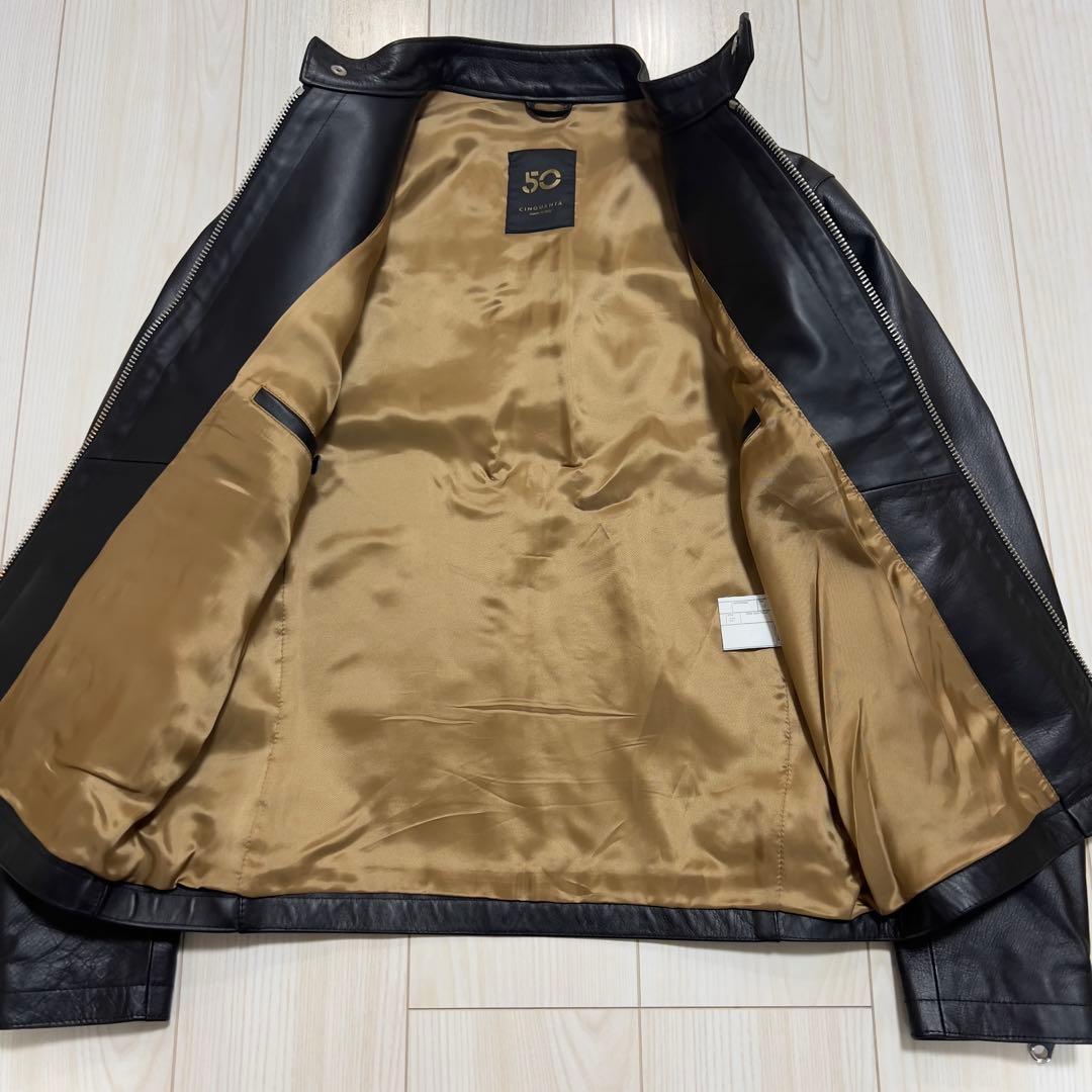 未使用級 チンクアンタ ホースハイド レザー シングルライダースジャケット 黒
