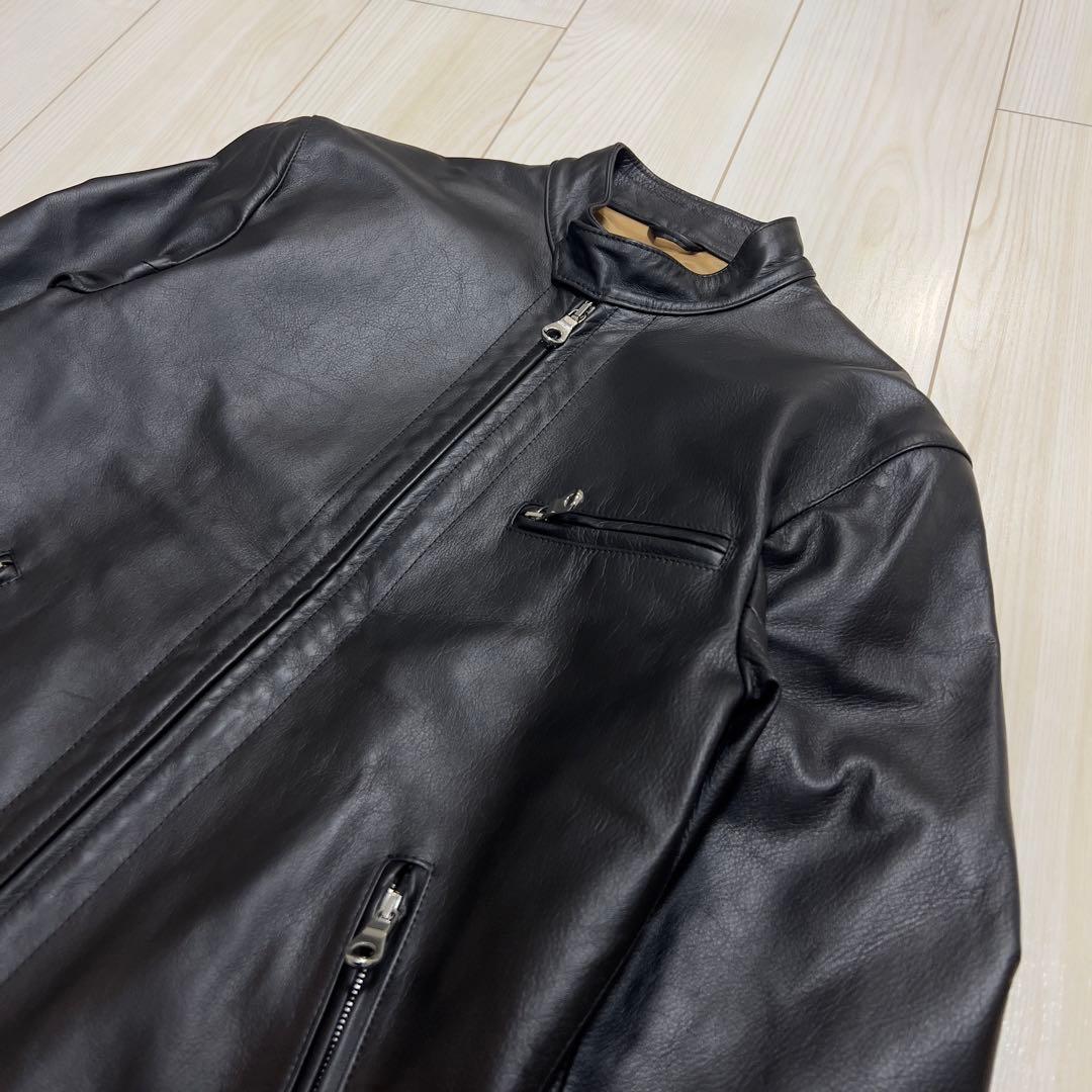 未使用級 チンクアンタ ホースハイド レザー シングルライダースジャケット 黒