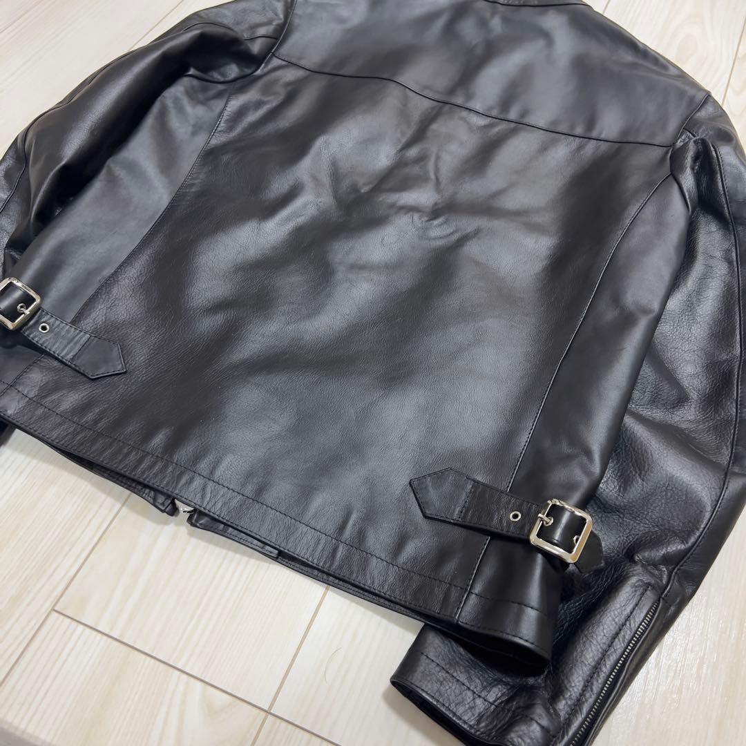 未使用級 チンクアンタ ホースハイド レザー シングルライダースジャケット 黒
