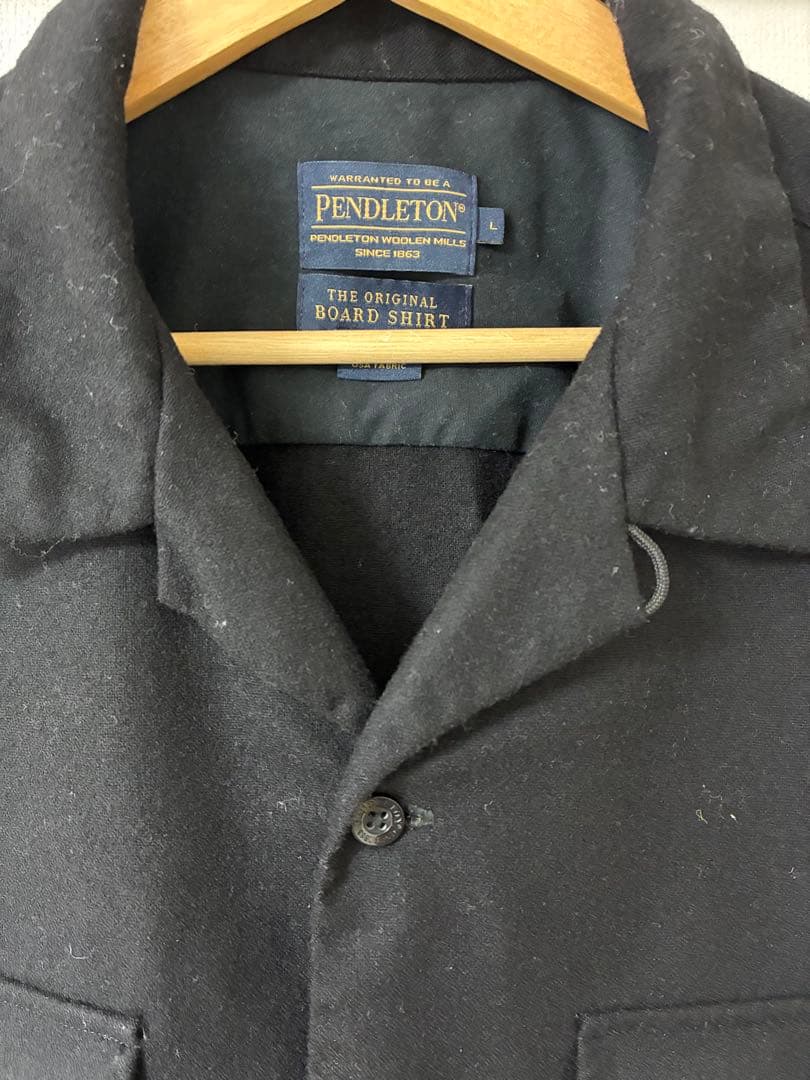 90's Pendleton ペンドルトン　ボートシャツ黒オープンカラーシャツ