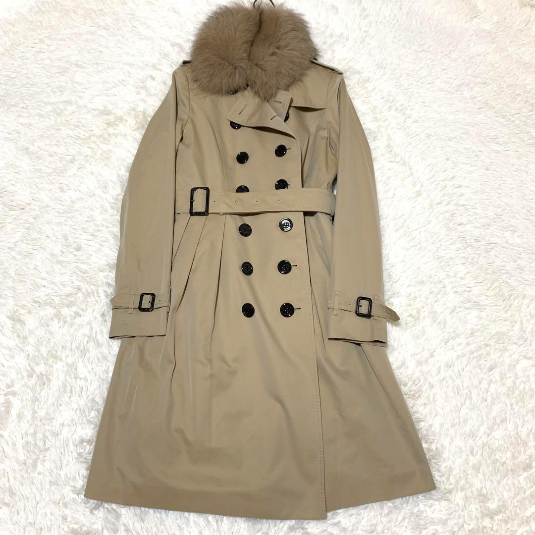 美品　バーバリーロンドン　トレンチ　プリーツ　フォックス　ハニーベージュ　L