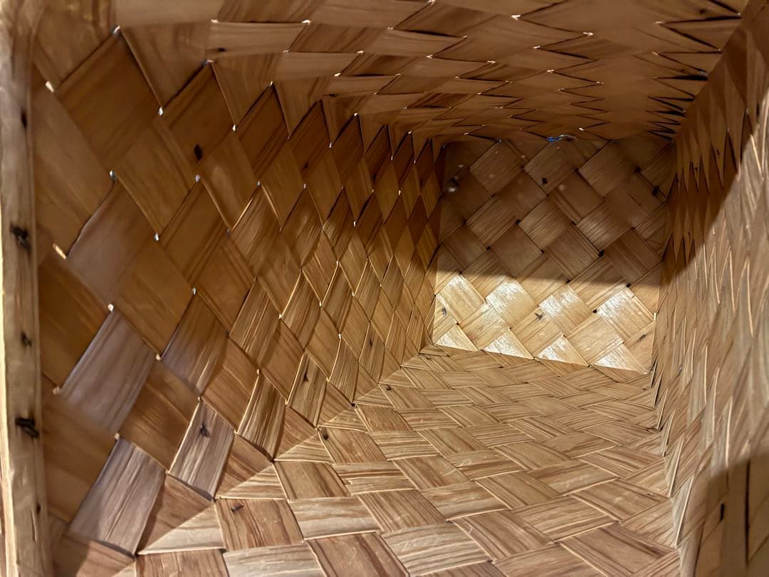 スポーンコリ縦長バスケット 蓋付き アンティーク