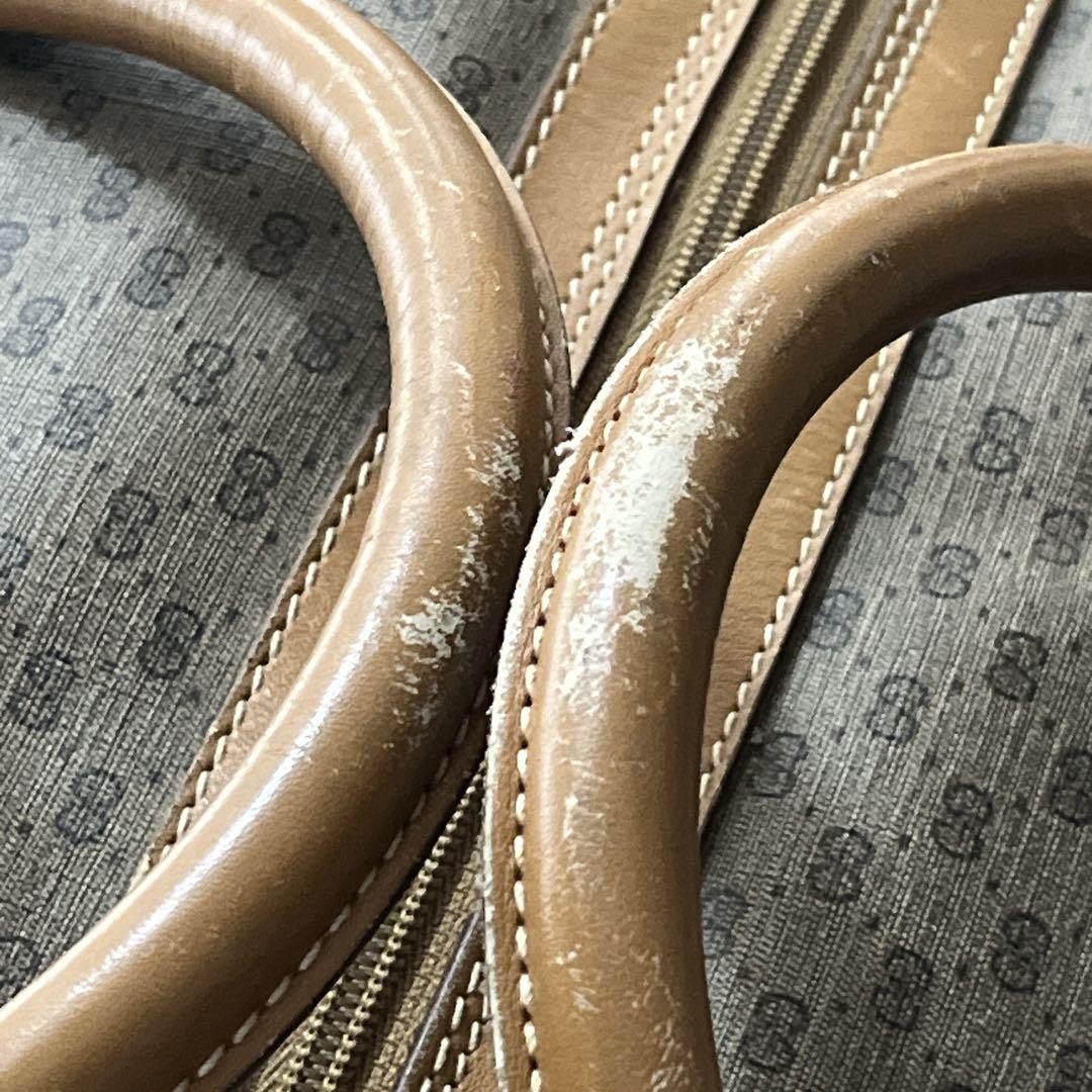 オールドグッチ　マイクロGG ボストンバッグ　シェリーライン　ブラウン　PVC