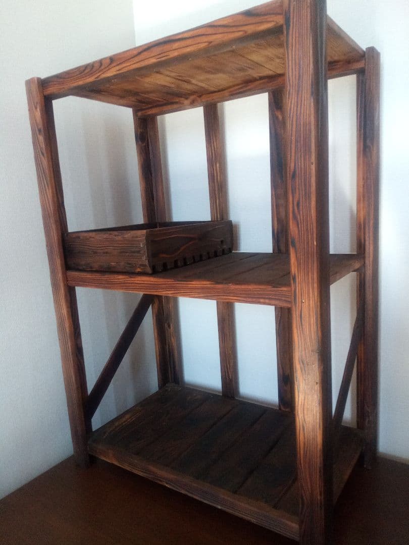 和風焼杉飾り棚（ハンドメイド）