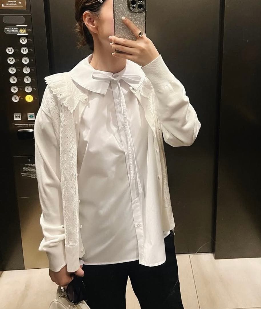 アンミヌ　アームギャザーリボンブラウス(White)