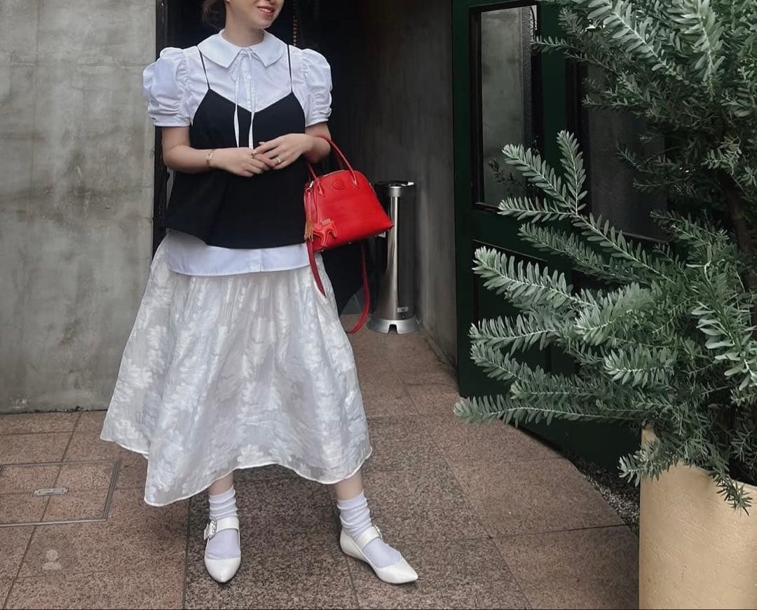 アンミヌ　アームギャザーリボンブラウス(White)