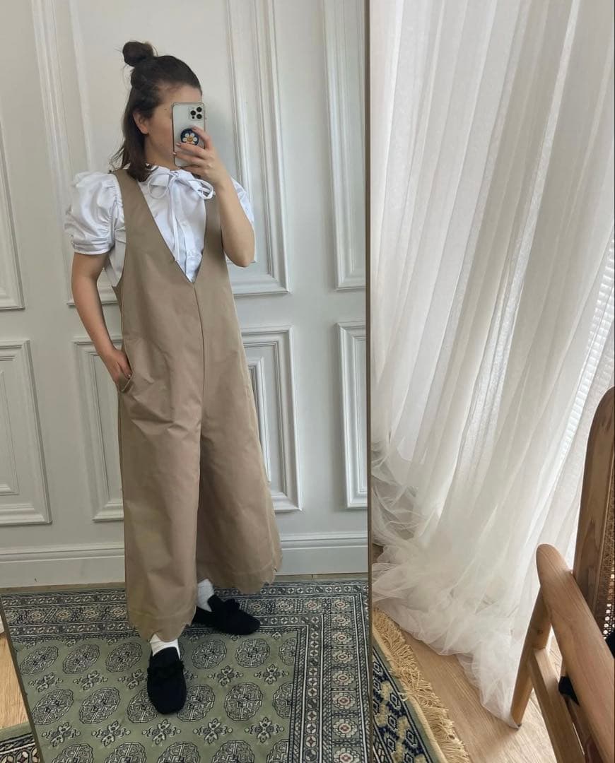 アンミヌ　アームギャザーリボンブラウス(White)