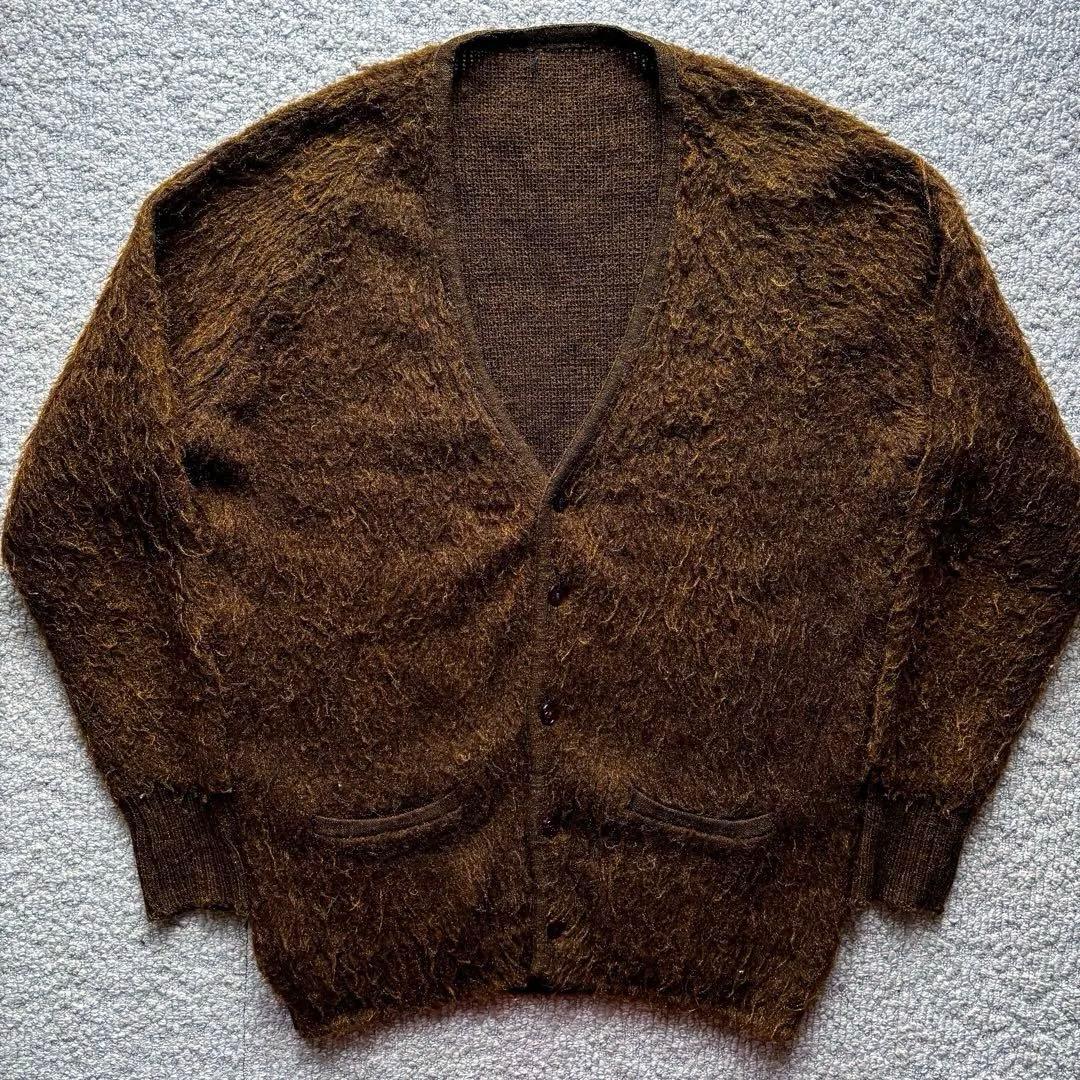【60s】 モヘアカーディガン 毛足長 ブラウン グランジ シャギー Sears