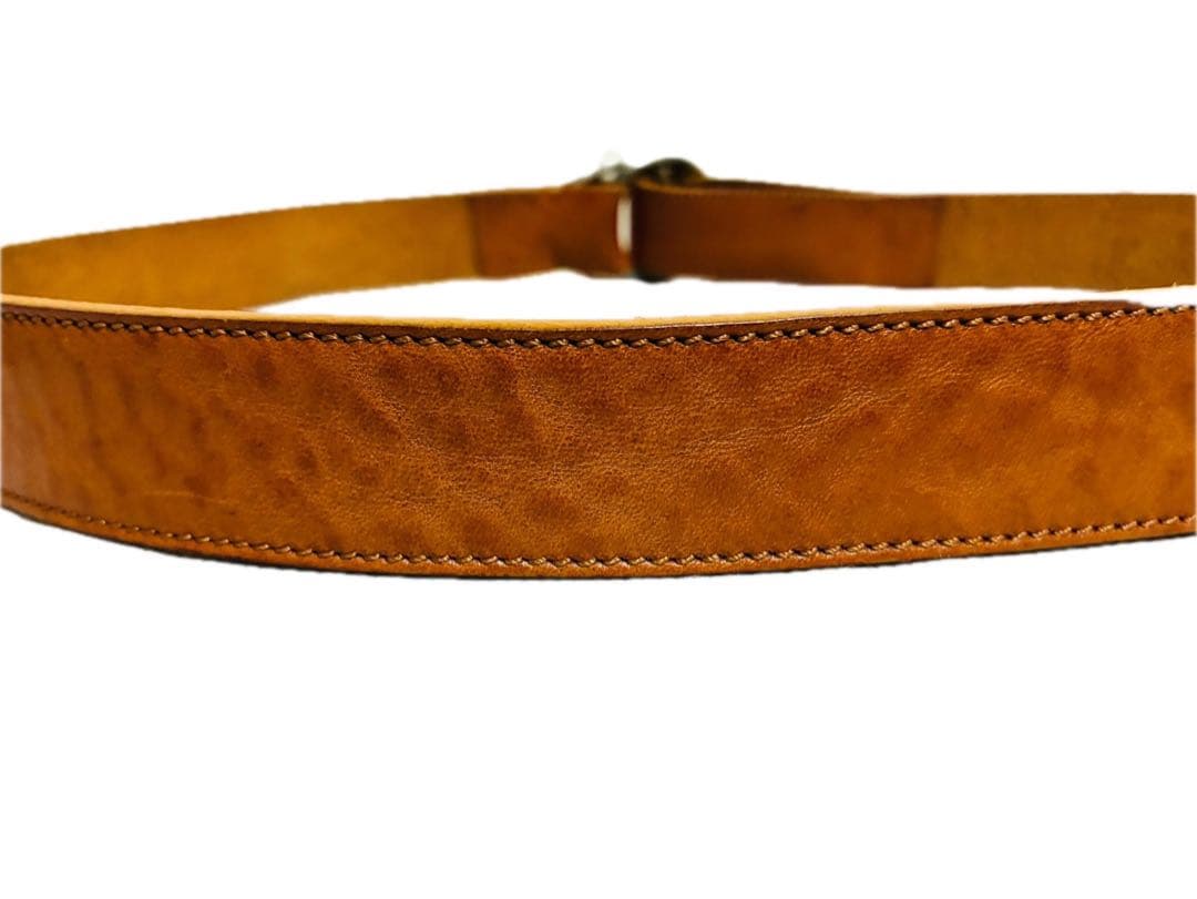 【美品】アンドレアグレコ　レザーベルト　ダブルリングバックル　ブラウンレザー