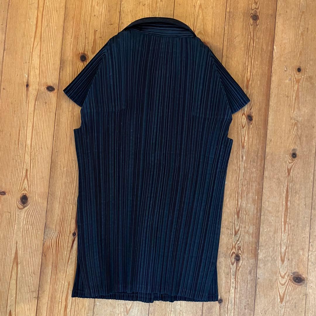 ISSEY MIYAKE フレンチスリーブ プリーツ ブラウス シャツ